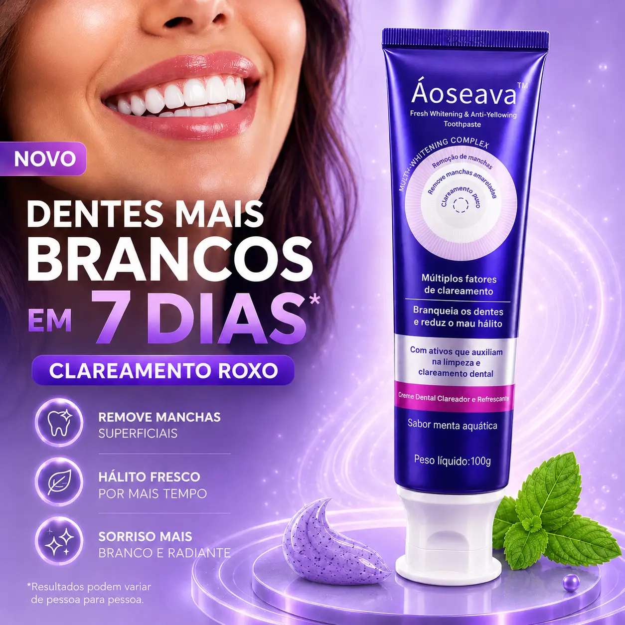 Cliente 5 usando a Pasta Roxa Clareadora — TROCAR